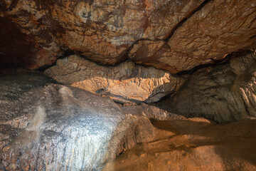 Limestone formations inside cave