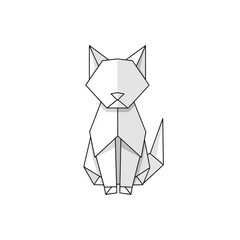 Geometric Origami Cat Illustration