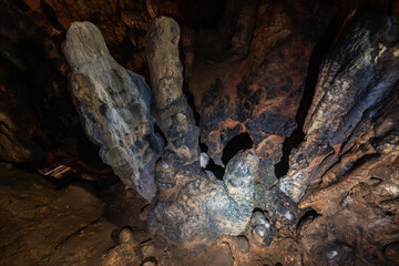 Limestone formations inside cave