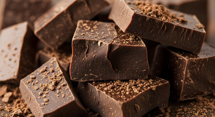 Delicious and rich dark chocolate pieces, perfect for indulging in a sweet treat and a tempting