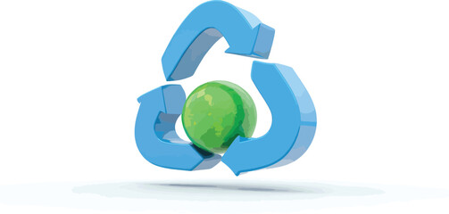 Recycling Symbol with Green Sphere Sustainable Resource Cycle