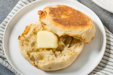 Toasted Homemade English Muffins with Butter