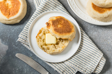 Toasted Homemade English Muffins with Butter