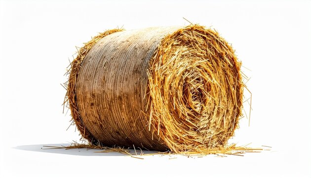 Golden Bale of Hay: A close-up photograph captures a circular hay bale, showcasing the intricate texture and warm golden hues of the dried hay.