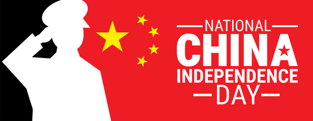 China independence day with china flag and salute background, banner, card or poster design template is observed every year during October, to raise awareness about the mission. Vector illustration.