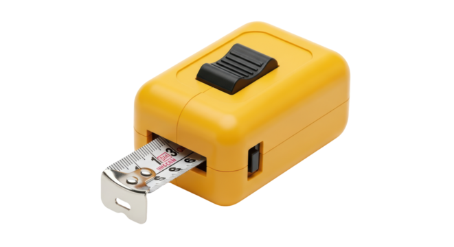 Isolated Yellow Measuring Tape, Compact and Durable for Home Improvement Projects