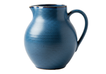 Isolated ceramic pitcher, beautiful antique water container for home or kitchen decor