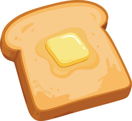 A slice of toasted bread with a pat of melting butter on top, appetizing.