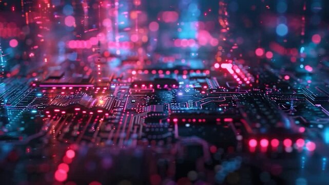 A detailed view of a computer circuit board with various components and wires