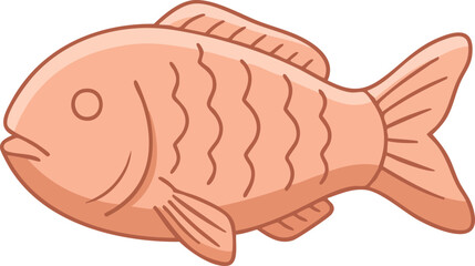 Side view of a cartoonish, light orange fish, with simple lines and a rounded shape.