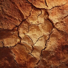Cracked Earth Texture: Detailed Close-up of Dried Soil.