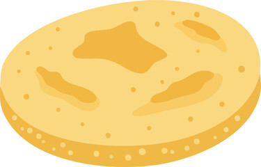 Close-up view of a round, light yellow, possibly buttery, flatbread or biscuit.