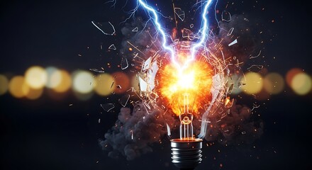 Exploding Lightbulb with Electrical Sparks.
