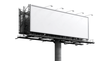 Blank billboard structure, white isolated background for advertising or marketing use.
