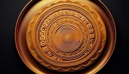 golden brown circular pancake with circular patterns
