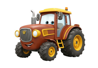 Fototapeta premium Cartoon tractor isolated on transparent background