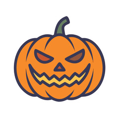 Spooky Jack-o'-Lantern: An illustrated, grinning pumpkin with a carved face radiates the spooky essence of the Halloween season. 