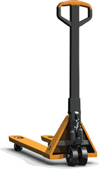 Yellow Manual Pallet Jack for Warehouse Logistics and Material Handling Operations on White Background