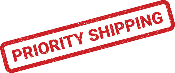 Priority shipping rectangular stamp with grunge texture for urgent delivery, isolated on white