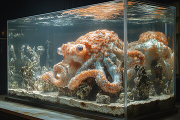 Large fish swimming in tank.