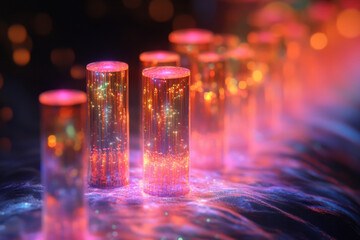 glass tubes emitting colorful lights.