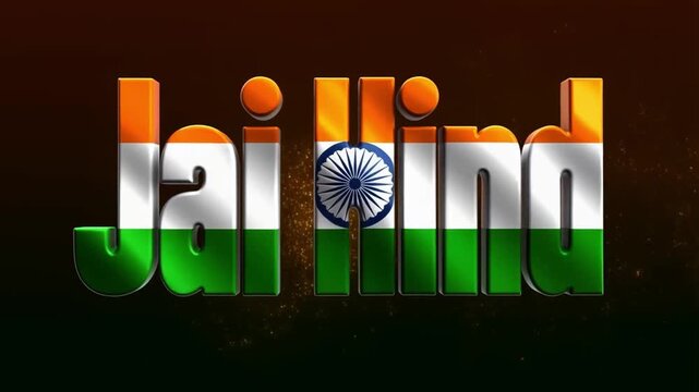 Indian tricolor flag graphic with 'Jai Hind' text, perfect for patriotic,  Independence Day, and national celebration videos.