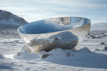 Large bowl in snow.