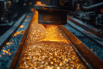 Sparks fly at a metal mill.