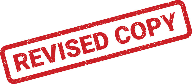 Red ink rectangular stamp illustration with the phrase revised copy diagonally imprinted