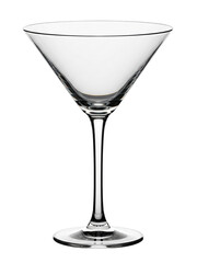 Elegant martini cocktail glass with long stem isolated on a transparent background