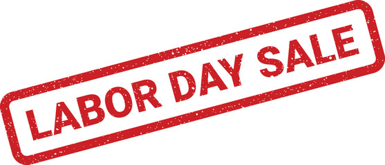 Red Labor Day Sale Rubber Stamp with Distressed Texture for Promotion Materials