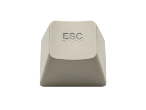 Computer keyboard key ESC button in beige color isolated on a transparent background