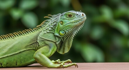 Fototapeta premium Green Iguana Lizard Reptile Amphibian Wildlife Nature Outdoors