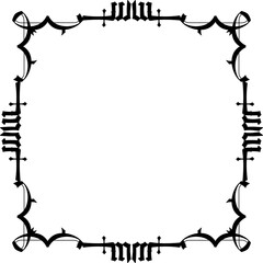 Vintage Ornamental Frame – Elegant Black  Border, PNG, 300 DPI 