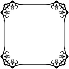 Vintage Ornamental Frame &ndash; Elegant Black  Border, PNG, 300 DPI 