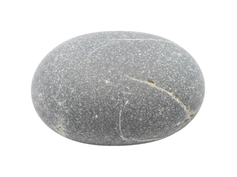 Smooth oval gray stone with natural crack isolated on a transparent background