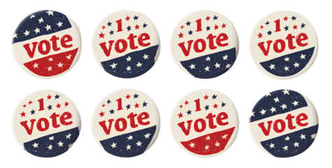 a set of stickers featuring i vote and usa flag with transparent background