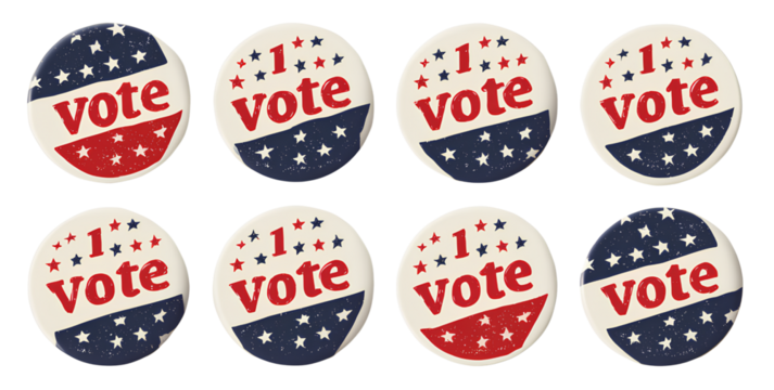 a set of stickers featuring i vote and usa flag with transparent background - Powered by Adobe