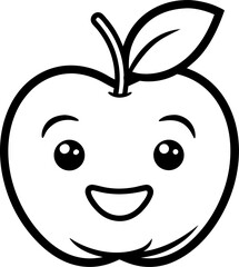 Apple smiling cheerfully with rosy cheeks line art vector icon