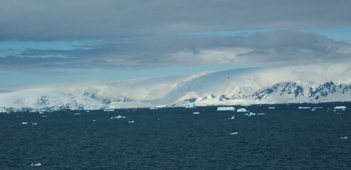 Antarctica mountains with snow