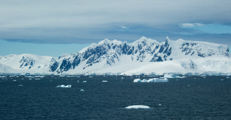 Antarctica mountains with snow