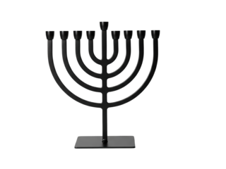 Jewish menorah seven-branched candelabrum religious symbol isolated on a transparent background