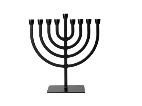 Jewish menorah seven-branched candelabrum religious symbol isolated on a transparent background