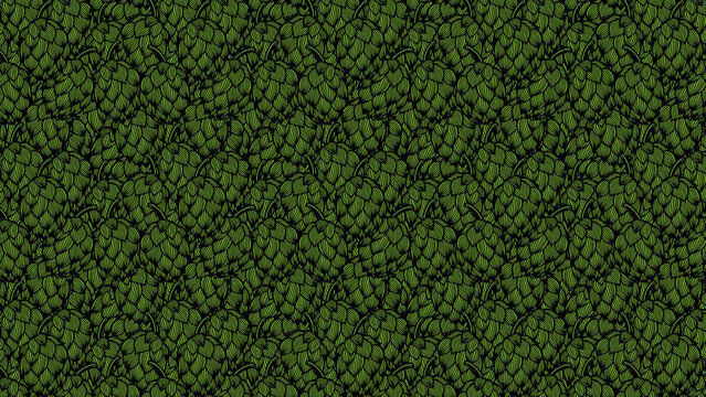 Seamless green hops pattern background for beer brewing and brewery themed designs use