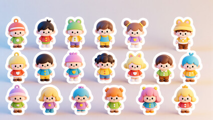 Adorable Kawaii Cartoon Children Stickers Set