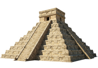 Isolated Mayan pyramid, Chichen Itza architecture, ancient ruins of Mexico, world landmark