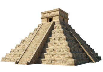 Isolated Mayan pyramid, Chichen Itza architecture, ancient ruins of Mexico, world landmark