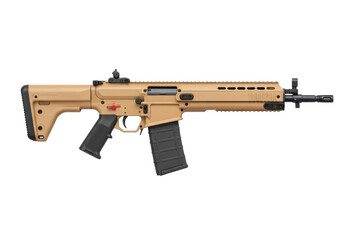 Isolated assault rifle for target practice, firearm for tactical shooting and military application