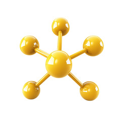 Obraz premium Abstract yellow molecular structure on transparent background