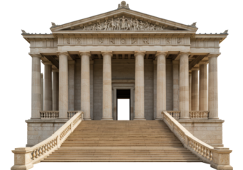 Isolated ancient architecture, museum structure with pillars and stairs to enter the building